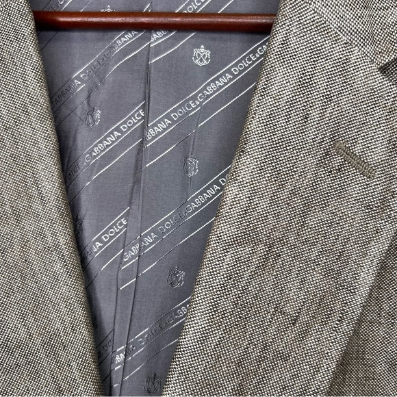 DOLCE & GABBANA Oatmeal Brown Heather Linen Notch Lapel Sport Coat Size 46 - Picture 4 of 16